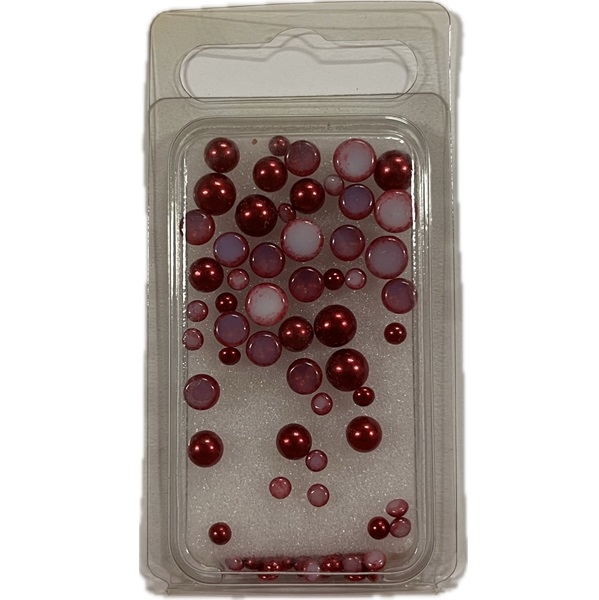 R1409018.jpg RAYHER GLASS HALF BEADS 3+5+6MM 65PCS RED - Image 1