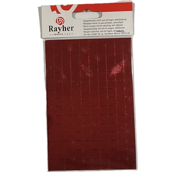 R1409218.jpg RAYHER MIRROR MOSAIC 10X10MM 150PCS RED - Image 1