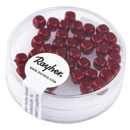 RAYHER RENAISSANCE CUBE BEADS 4.5X5MM 40PCS CLASSICAL RED