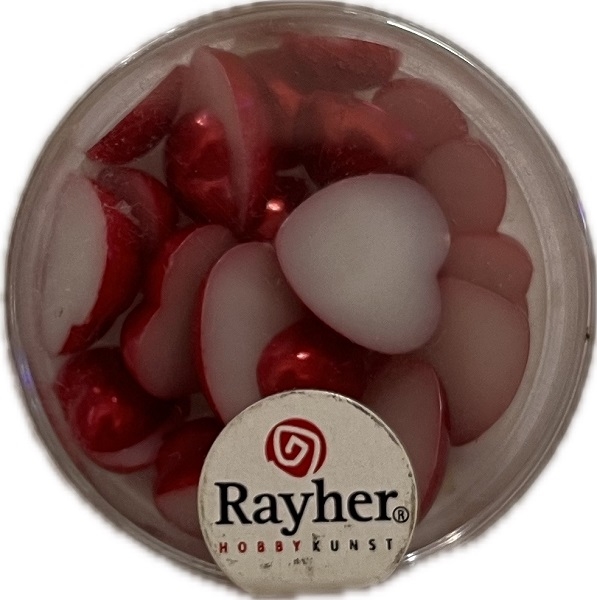R1519718.jpg RAYHER PLASTIC HEART FLAT 1+1.5CM 24PCS RED - Image 1