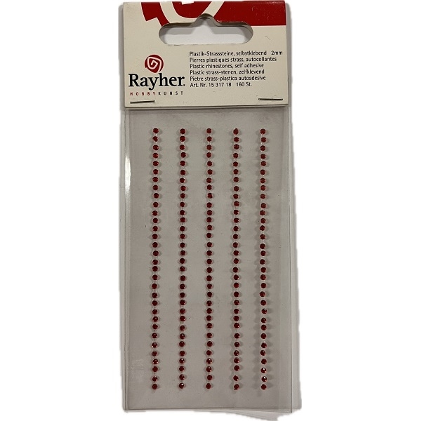 R1531718.jpg RAYHER PLASTIC RHINESTONES ADHESIVE D.2MM 160PCS RED - Image 1