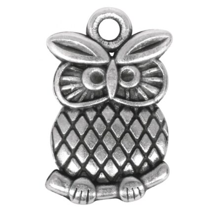 RAYHER METAL JEWELLERY PENDANT OWL 18MM OXIDIZED SILVER