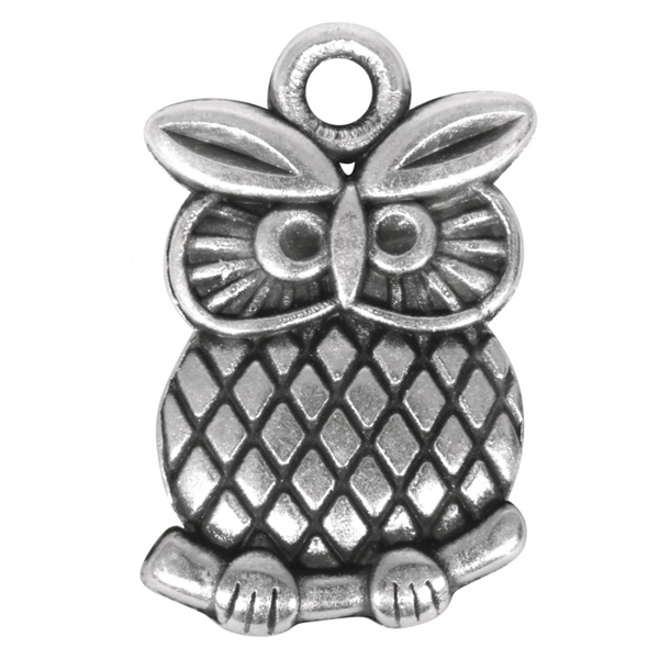 R2208748.jpg RAYHER METAL JEWELLERY PENDANT OWL 18MM OXIDIZED SILVER - Image 1