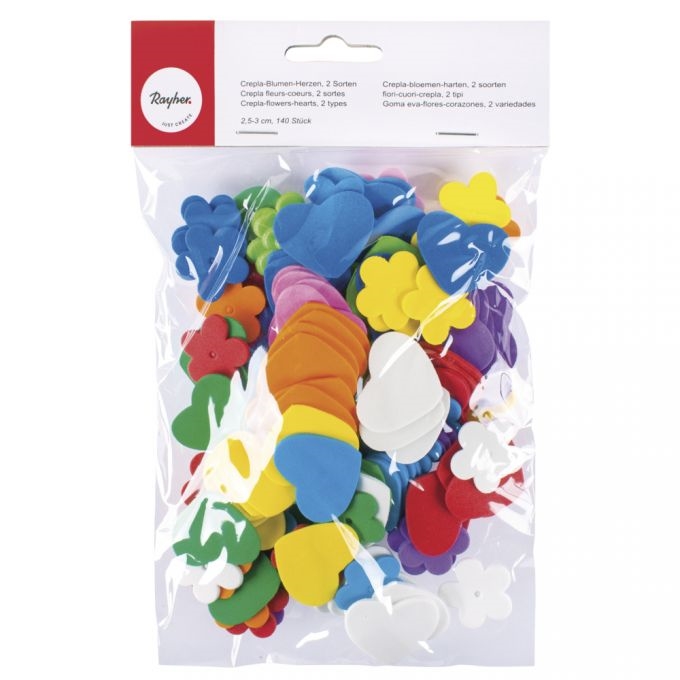 R3001449.jpg RAYHER SPONGE RUBBER 2.5-3CM FLOWERS+HEARTS 140PCS - Image 1