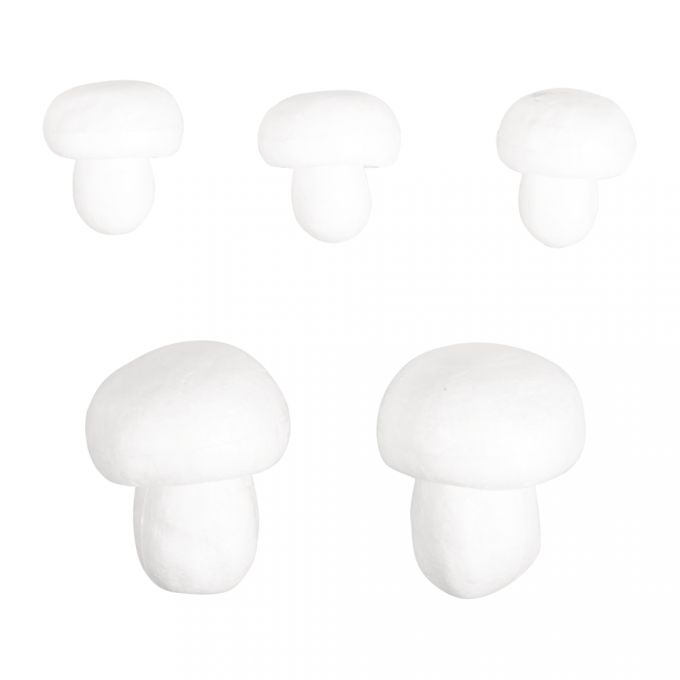 R33492000.jpg RAYHER STYROFOAM MUSHROOMS ASSORTED 5PCS - Image 1