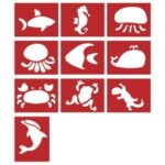 RAYHER PAPER STENCIL 7-11CM 10PCS SEA ANIMALS