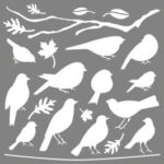 RAYHER STENCIL 30.5X30.5CM FEATHERED FRIENDS