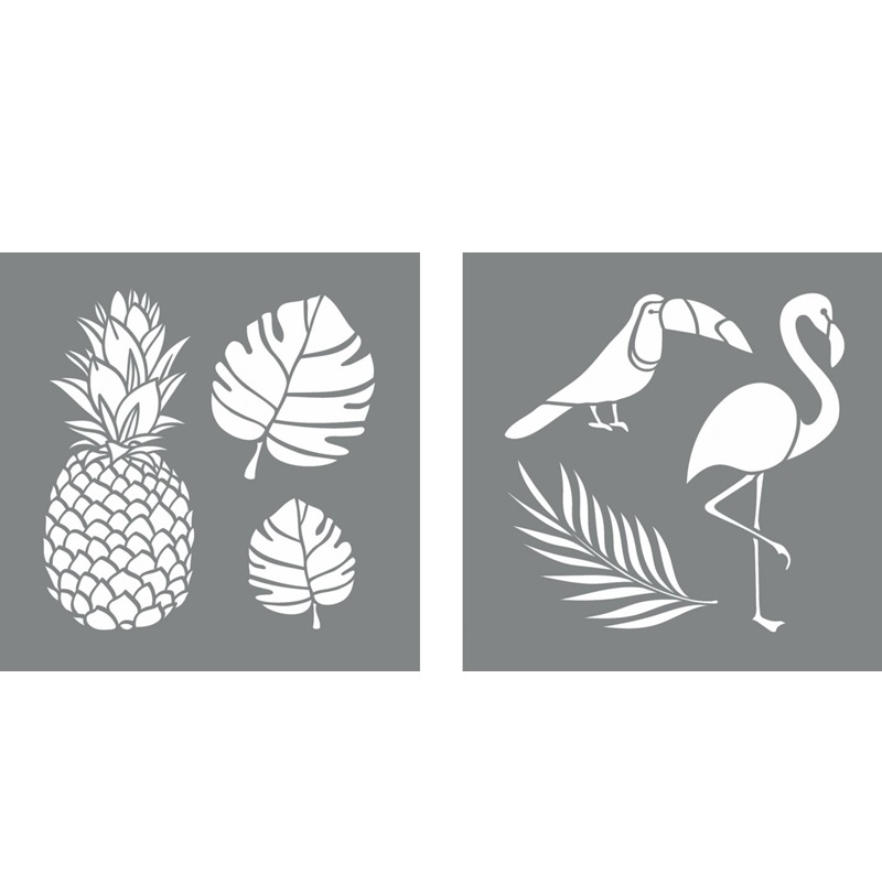 R38979000.jpg RAYHER STENCIL 20X20CM 2PCS TROPICAL - Image 1