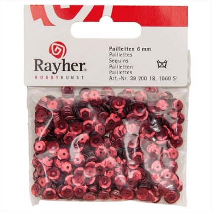 RAYHER SEQUINS PAILLETTES D.6MM 1000PCS RED