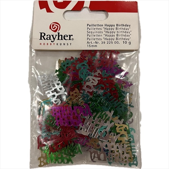 R3922500.jpg RAYHER SEQUINS PAILLETTES HAPPY BIRTHDAY 15MM 10G - Image 1