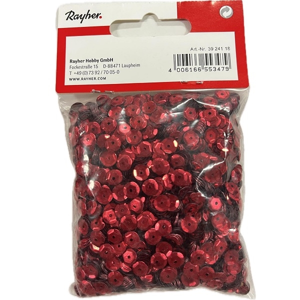 R3924118.jpg RAYHER SEQUINS PAILLETTES D.6MM 4000PCS RED - Image 1