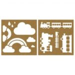 RAYHER PAPER TEMPLATE/STENCIL 26X26CM 2PCS TRAIN/CLOUDS