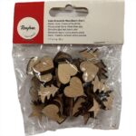 RAYHER WOODEN HEART/TREE/STAR D.1.7CM 36PCS