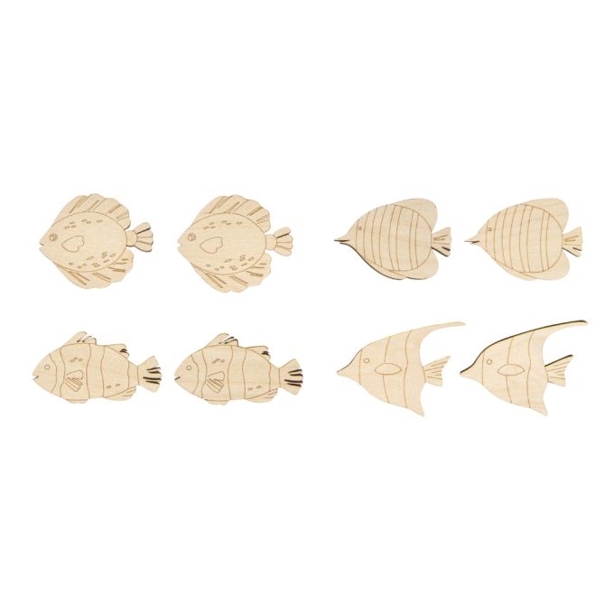 R46689505.jpg RAYHER WOODEN SHAPE FISH 5.5-6.5CM 8PCS - Image 1