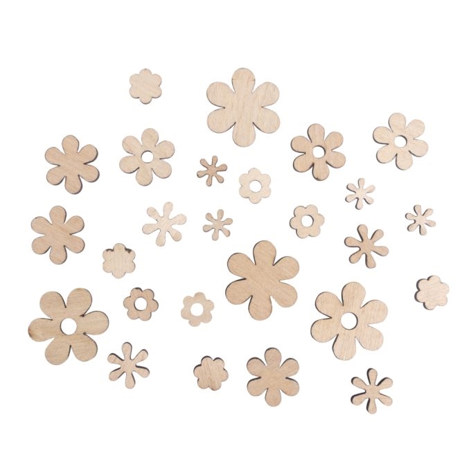 R46738505.jpg RAYHER WOODEN SHAPE BLOSSOMS D.1-2.5CM 26PCS - Image 1