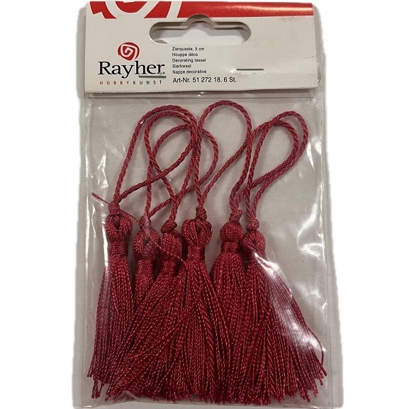 R5127218.jpg RAYHER DECORATING TASSEL 5CM 6PCS RED - Image 1