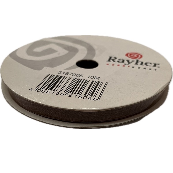 R5187005.jpg RAYHER SATIN RIBBON 6MM/10M DARK BROWN - Image 1