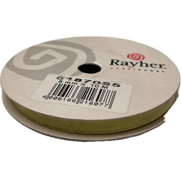 R5187085.jpg RAYHER SATIN RIBBON 6MM/10M MAY GREEN - Image 1