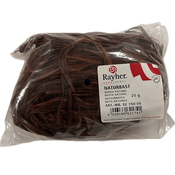 R5215005.jpg RAYHER RAFFIA NATURAL 25G DARK BROWN - Image 1