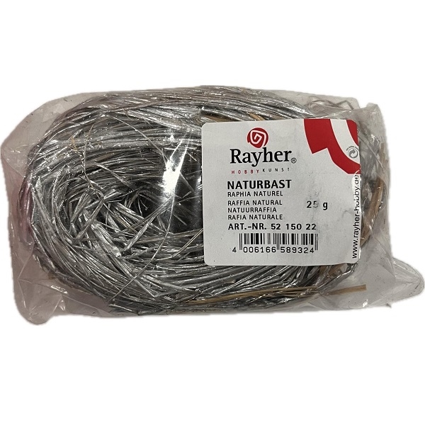R5215022.jpg RAYHER RAFFIA NATURAL 25G SILVER - Image 1