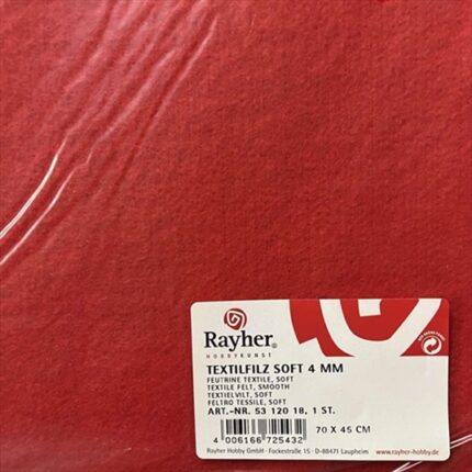 RAYHER TEXTILE FELT 0.4X70X45CM RED