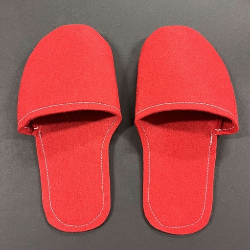R5313618.jpg RAYHER DECO FELT SLIPPER PAIR 24CM RED - Image 1