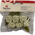 RAYHER FELT OBJECTS ROSE 6CM 6PCS WHITE