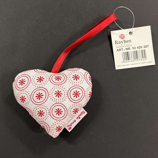 R53426287.jpg RAYHER FABRIC HEART 7CM CLASSICAL RED - Image 1