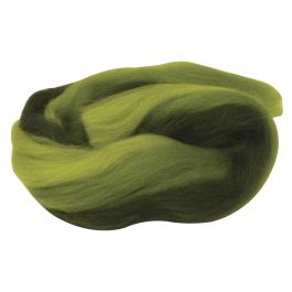 R5366400.jpg RAYHER MERINO ROVING TUFT MULTICOLOUR 21MIC 50G GREEN TONES - Image 1