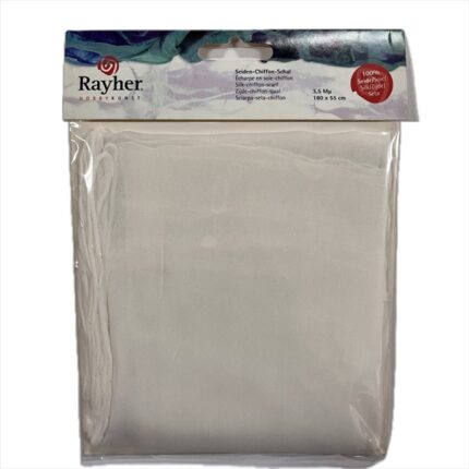 RAYHER SILK CHIFFON SCARF 180X55CM WHITE