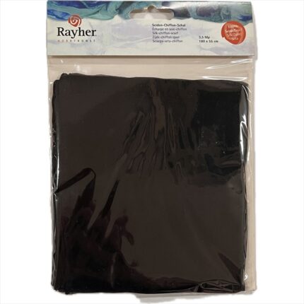 RAYHER SILK CHIFFON SCARF 180X55CM BLACK