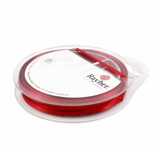 R5521219.jpg RAYHER SATIN RIBBON 3MM/10M WINE RED - Image 1