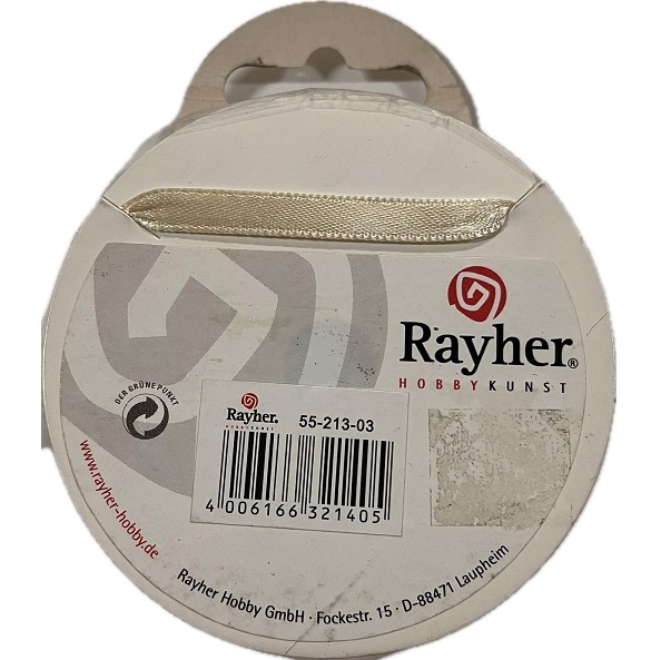 R5521303.jpg RAYHER SATIN RIBBON 7MM/10M BEIGE - Image 1
