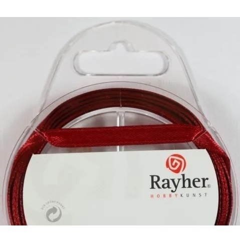R5521319.jpg RAYHER SATIN RIBBON 7MM/10M WINE RED - Image 1