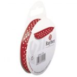 RAYHER SATIN RIBBON DOTS 9.5MM/10M RED