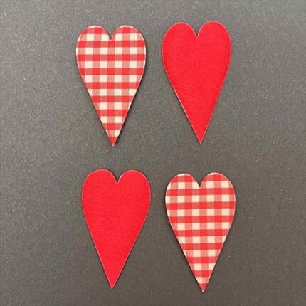 RAYHER FABRIC HEART SQUARE 53MM 4PCS RED