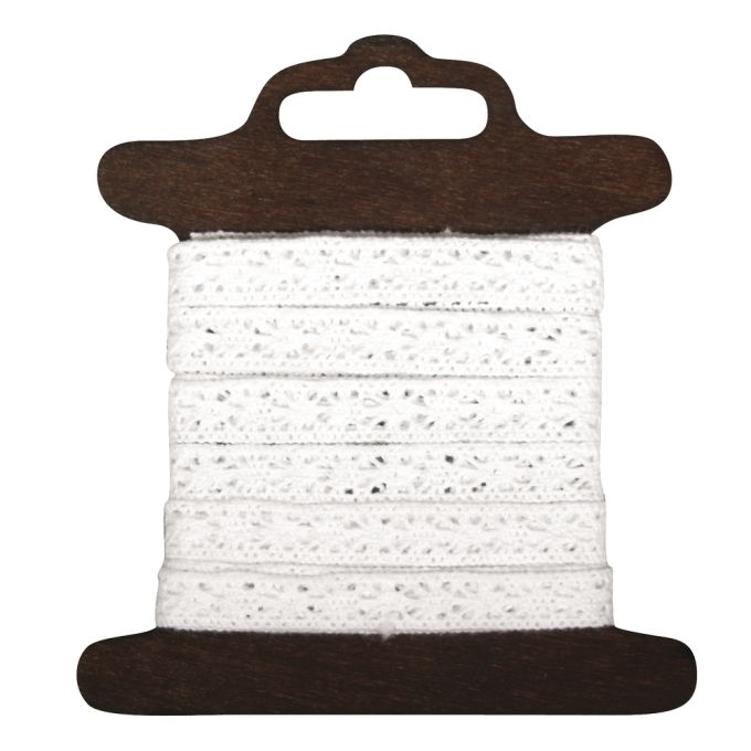 R55518102.jpg RAYHER COTTON BORDER LORENA 1CM/3M WHITE - Image 1