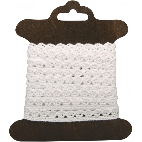 R55519102.jpg RAYHER COTTON BORDER AMANDA 1CM/3M WHITE - Image 1