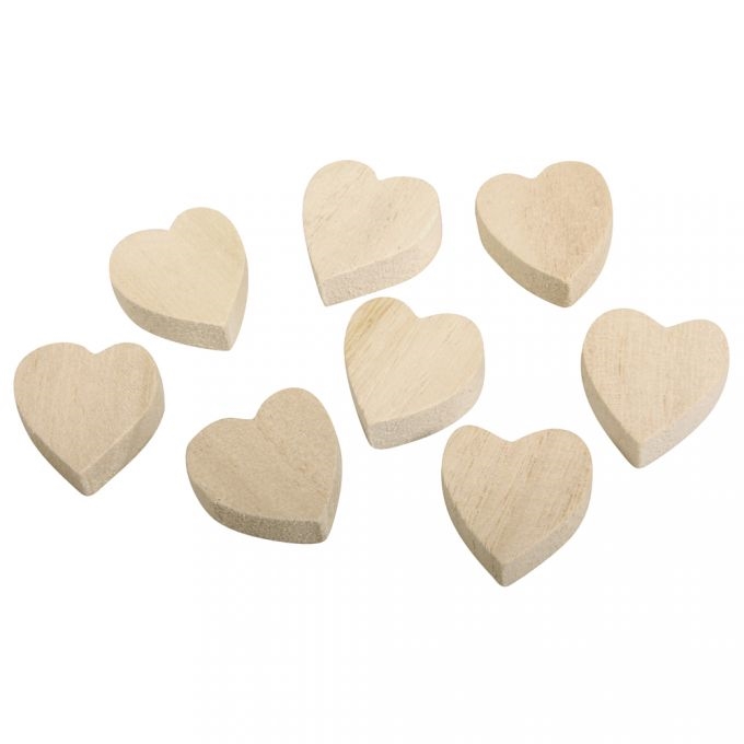 R56646000.jpg RAYHER WOODEN OBJECTS HEART 3CM 8PCS - Image 1