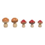 RAYHER WOODEN FLY AGARIC MUSHROOMS 3.3CM 5PCS