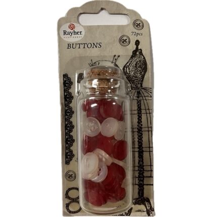 RAYHER BUTTONS 72PCS RED/WHITE