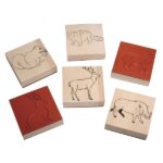 RAYHER WOOD STAMP SET WILD ANIMALS 6PCS 8X8X2.8CM