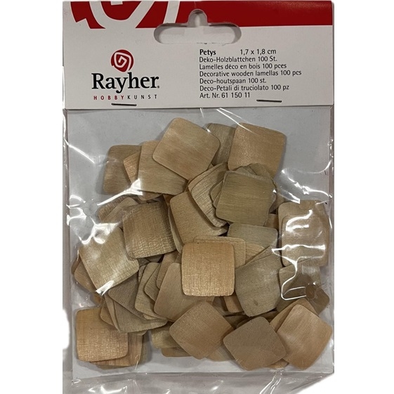 R6115011.jpg RAYHER PETYS WOODEN FLAKES 100PCS 1.7X1.8CM LIGHT GREEN - Image 1