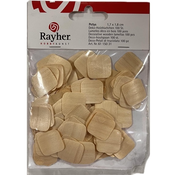 R6115031.jpg RAYHER PETYS WOODEN FLAKES 100PCS 1.7X1.8CM NATURAL - Image 1