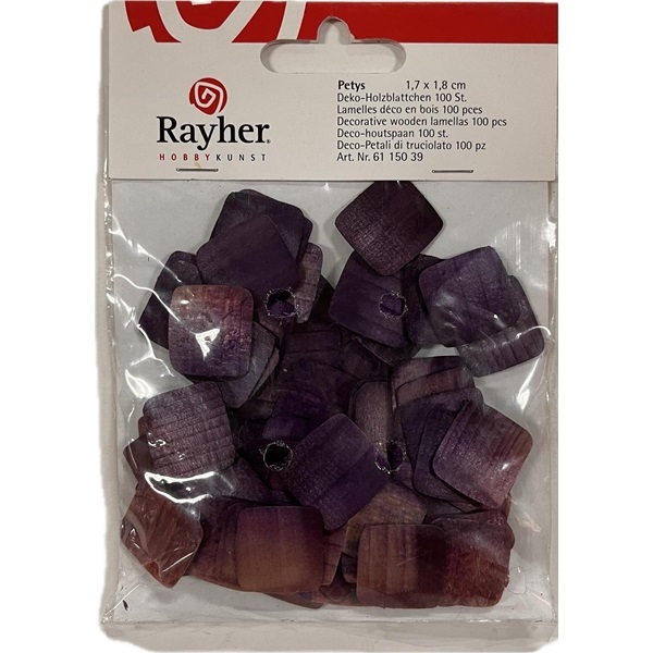 R6115039.jpg RAYHER PETYS WOODEN FLAKES 100PCS 1.7X1.8CM PURPLE - Image 1