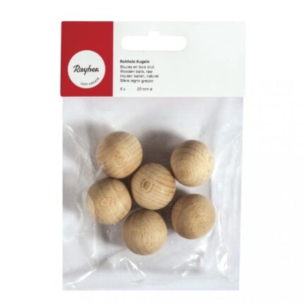 RAYHER WOODEN BALLS 25MM 6PCS SOLID