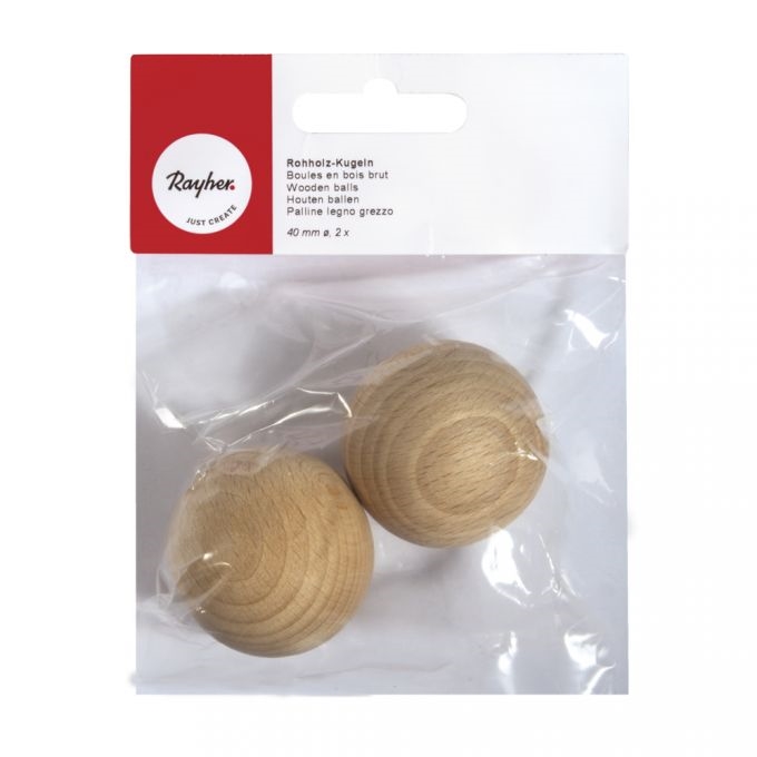 R6252700.jpg RAYHER WOODEN BALLS 40MM 2PCS SOLID - Image 1