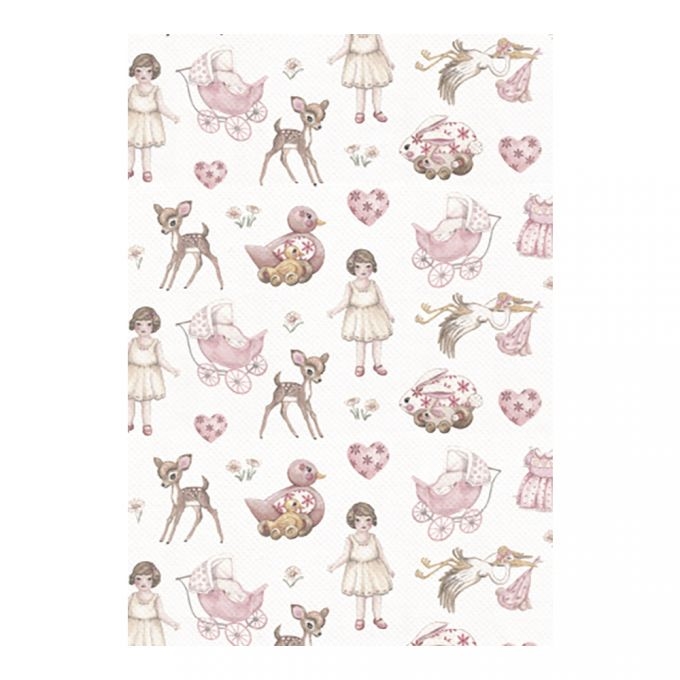 R67047000.jpg RAYHER DECO MACHE DECOUPAGE PAPER 22G 26X37.5CM 3PCS VINTAGE BABY GIRL - Image 1