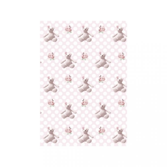 R67052000.jpg RAYHER DECO MACHE DECOUPAGE PAPER 22G 26X37.5CM 3PCS PINK TEDDY+FLOWER - Image 1