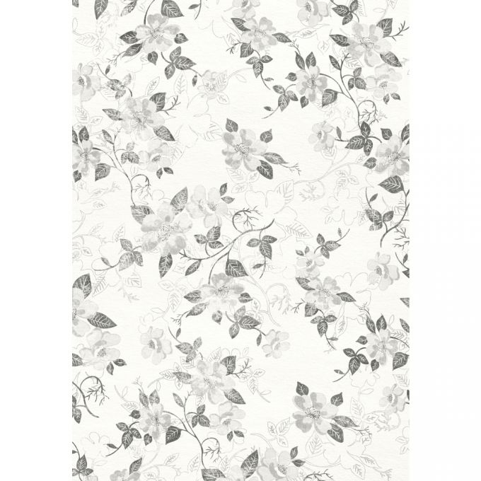 R67119000.jpg RAYHER DECO MACHE DECOUPAGE PAPER 22G 26X37.5CM 3PCS GREY FLOWERS - Image 1
